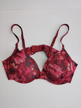 Jessica Simpson Burgundy Floral Print Underwire Light Push Up Bra 36B